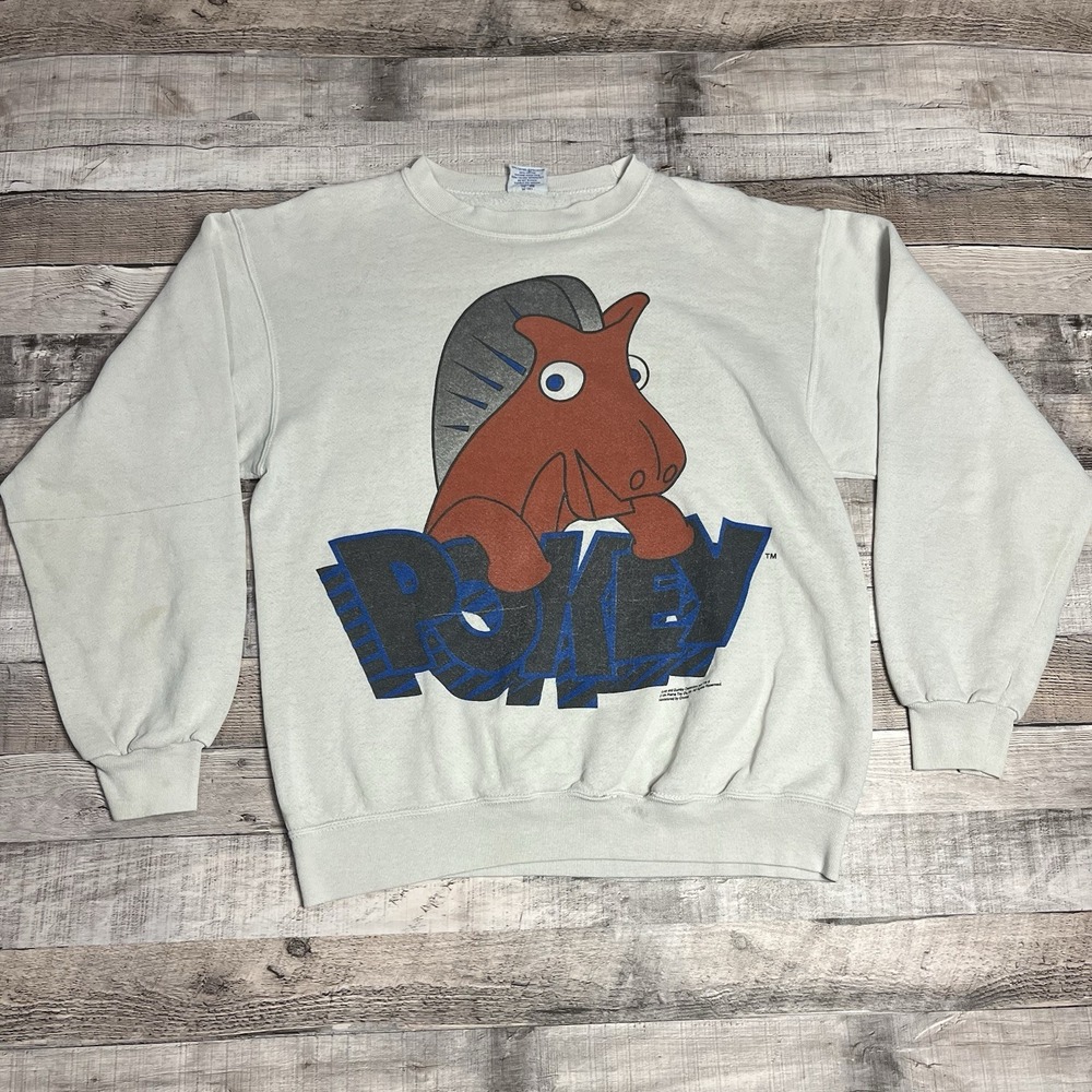 Pokey Sweatshirt Size Medium White Vintage 90s Gumby Horse Cartoon Tv Promo Tee